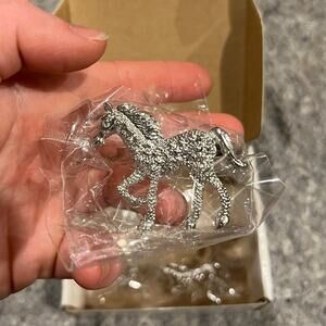 Cavali Club Silver and Crystal Horse Napkin Rings set of 4